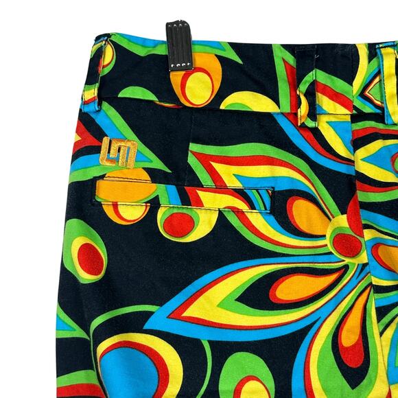 LoudMouth Golf Shorts Womens 8 Multicolor Cotton Abstract Print Boho Psychedelic - Picture 3 of 4
